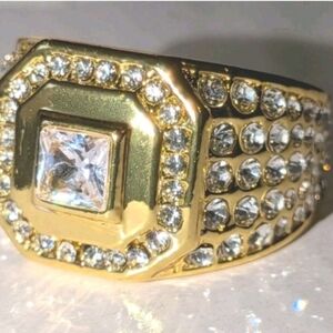 Men's 18k Gold Plated Ring With Simulated Diamonds Sz 11